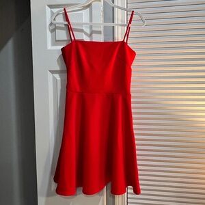 Oh My Love Fire Truck Red A-Line Dress w/Bow Detail